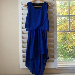 Sleeveless High Low Dress Royal Blue